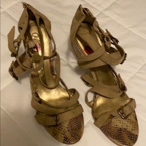 Tan Strappy High Heels  size 10M
